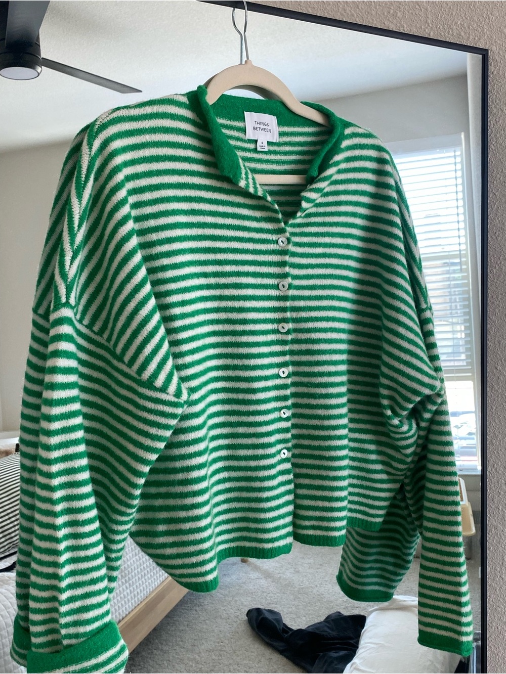 Things Between Green & White Striped Piper Cardigan